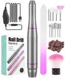 Professional Electric Nail File Set | Low Vibration 20000 RPM | Adjustable Speed | 11 Drill Bits | Manicure Pedicure Tool for Acrylic Nails | Grey - Buy Online on GoSupps.com