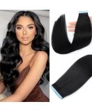 18 Tape in Human Hair Extensions - 100% Real Remy Brazilian Virgin Hair, Seamless Skin Weft, 20pcs/Set, 50g - #1 Jet Black - Buy Online on GoSupps.com