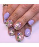24pcs Purple Flower Press On Nails | Short Square False Nails with Glue | Fashionable Cute Design for Women and Girls - Buy Online on GoSupps.com