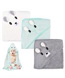 Funmo hooded towel baby 3pcs baby towel hood baby bath towel baby towel with hood 80x80 cm for baby baths soft super absorbent cute baby hood towel with pattern 0-5 years (a) - Buy Online on GoSupps.com