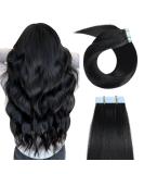 YILITE Tape in Human Hair Extensions 22 20pcs 50g - Silky Straight Jet Black Tape in Hair Extensions - Buy Online on GoSupps.com