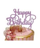 Happy Birthday Cake Topper Glitter Cardstock - (Happy Birthday Baby Pink) - Buy Online on GoSupps.com