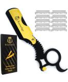 Professional Straight Razor for Men | Black Gold Finger Barber Shaving Razors with 10 Single Edge Blades | International Shipping - Buy Online on GoSupps.com