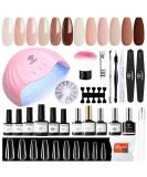 Modelones Gel Nail Kit- Nude Brown Gel Nail Polish Set with Lamp Starter Kit 26 PCS Gel Nail Polish Kit with 48W Nail Lamp Manicure Set No Wipe Base & Top Coat For Beginner DIY Nail Salon Home - Buy Online on GoSupps.com
