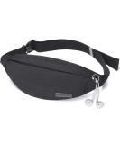 MAXTOP Fanny Pack with Headphone Jack, 3-Zipper Pockets, Adjustable Straps - Black Medium for Men and Women - Buy Online on GoSupps.com