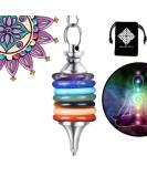 Radiesthesia Pendulum with 7 Chakras - Amethyst Quartz Aventurine Lapis Lazuli | Silver Esoteric Oracle Pendulum for Healing & Divination - Buy Online on GoSupps.com