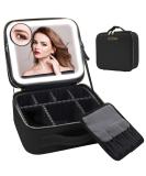 RRtide LED Lighted Travel Makeup Bag with Adjustable Dividers and 10x Magnifying Mirror - Black - Buy Online on GoSupps.com
