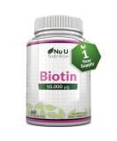 Biotin Hair Growth Supplement - 365 Vegan Tablets | 10,000mcg - Full Year Supply - Buy Online on GoSupps.com
