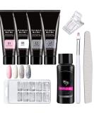 Poly Nail Gel Kit 4 Colors with Slip Solution | Glitter Builder Gel Nail Extension Set for Beginners | French Manicure Gift 4 Colors- Set B - Buy Online on GoSupps.com