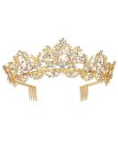 Sppry Women Baroque AB Crystal Tiara Comb - Gold Crown for Bridal Queen & Princess at Wedding, Birthday, Pageant Party - Buy Online on GoSupps.com