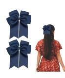 2 Pack 6 inch Bow Hair Clips Large Hair Bow Hair Barrette Clips for Women Girls Dark Blue Hair Bows - Buy Online on GoSupps.com