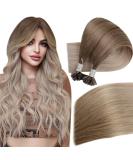 Easyouth Balayage Bonding Hair Extensions | Remy Keratin Real Hair | Ash Brown Mix Platinum Blonde | 22 inch 50g | #8/60/18 - Buy Online on GoSupps.com