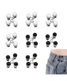8pc Waist Tightener Set - Adjustable Jean Button Pins for Women - No Sew Pant Clips - Fashionable White Black Pearl Design - Buy Online on GoSupps.com