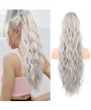 Flufymooz 66 cm Curly Ponytail Extension - Gray/Silver/White Mixed Hairpiece for Women - Synthetic Horse-Tailed Hair Extensions - Buy Online on GoSupps.com
