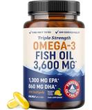 Fish Oil 3600 mg Lemon Flavor Soft Gels | Omega 3 + EPA & DHA | Brain Heart Joints Skin and Immune Support | 120 Count Non-GMO Omega-3 Burpless Softgels Supplements 120 Count (Pack of 1) - Buy Online on GoSupps.com