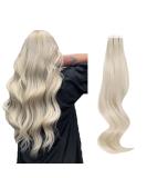 Real Hair Extensions - Ice Blonde Tape In Extensions #1000 | 35cm 20 Pieces 50g | Invisible Glue for Smooth Finish - Buy Online on GoSupps.com