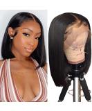 Niviorvan 14 Inch Human Hair Bob Wig - 180% Density, 13x4 HD Lace Front, Pre-Plucked for Black Women - Buy Online on GoSupps.com