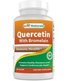 Best Naturals Quercetin with Bromelain Veggie Capsules - 800mg Quercetin & 165mg Bromelain (2400 GDU/g) - 120 Count - Buy Online on GoSupps.com
