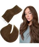 Easyouth Human Hair Tape in Extensions Medium Brown 24 Inch #4 - 50g 20Pcs Seamless Glue in Real Hair Extensions - Buy Online on GoSupps.com