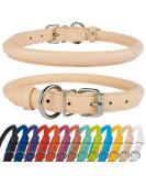 Collardirect Handmade Round Leather Dog Collar - Soft Padded Real Leather Adjustable for Small to Big Dogs & Cats - Available in Black Pink Red Purple Blue Beige (18-20 cm) - Buy Online on GoSupps.com