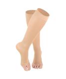 Truform Sheer Compression Stockings for Women - 8-15 mmHg Open Toe Knee High 20 Denier Beige Large (1 Pair) - International Shipping Available - Buy Online on GoSupps.com