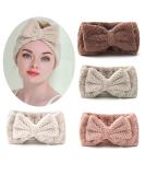 Senllori 4-Piece Spa Bowknot Hair Bands - Coral Fleece Makeup Headbands for Face Washing Showers Yoga & Skin Care - Elastic Cosmetic Accessories - Buy Online on GoSupps.com