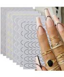 French Line U-Shaped Nail Art Stickers - 8 Sheets Exquisite Decals in Gold, Silver, Black, and Rose Gold for Women and Girls - Buy Online on GoSupps.com