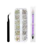 Cretty-Meet 1500pcs Rhinestones in 6 Sizes Flat Back Crystal AB Nail Art Gems Kit with Tools - Clear and Rainbow | Perfect for Nails, Face, Eye Makeup, and Crafts - Buy Online on GoSupps.com