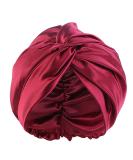 100% Mulberry Silk Night Hat for Women | Adjustable Double Layer Sleeping Cap & Hair Care Bonnet - Burgundy Red - Buy Online on GoSupps.com