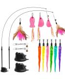 GingerUPer Cat Toys for Indoor Cats Adult Kitten Interactive Training Cat Feather Toy Interactive Cat Teaser Wand with Bells and Feather 9 Refills and 2 Super Suction - Buy Online on GoSupps.com