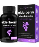 Elderberry Capsules | 10,000mg Sambucus Elderberry with Zinc and Vitamin C for Adults + Vitamin D3 5000 IU & Ginger | 5-in-1 Antioxidant Immune Support Supplement | 120 Elderberry Extract Capsules - Buy Online on GoSupps.com