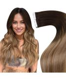 Shop Laavoo Invisible Tape Extensions Real Hair Ombre Brown (Darkest to Medium Light) | 45cm 50g 20pcs - Effortless Glamour - Buy Online on GoSupps.com