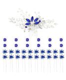 inSowni 33 Pack Royal Blue Rhinestone Pearl Crystal Leaf Flower Bridal Hair Side Combs+Spiral Gems Hair Clips+U Shaped Hair Pins Wedding Headpieces Accessories for Women Girls Brides Bridesmaids - Buy Online on GoSupps.com