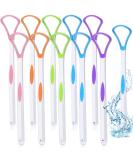 10-Piece Tongue Cleaner Set for Adults and Kids | Plastic Tongue Scraper Brush | Oral Care Tools in Pink, Blue, Green, Purple, and Orange - Buy Online on GoSupps.com