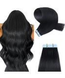 Yilite Tape Extensions Real Hair - Jet Black 40cm 20 Pieces 40g - Invisible Silky Straight Skin Weft Tape-In Extensions - Buy Online on GoSupps.com