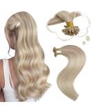 Buy Moresoo 35cm U Tip Hair Extensions - Real Hair #P18/613 Ash Blonde & Platinum Invisible Keratin Bonding 0.8g/s 40g Total - Buy Online on GoSupps.com
