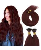 Moresoo 40 cm Real Hair Extensions #99J - Keratin Bonding 50 Strands Seidig Straight I-Tip Invisible Remy Hair for Seamless International Shipping - Buy Online on GoSupps.com