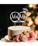 Elegant Silver Mr & Mrs Cake Topper - Wedding Engagement & Anniversary Decoration | Strass Adorned Tortendeko for Celebrations - Buy Online on GoSupps.com