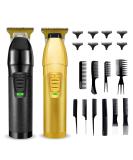 Professional Cordless Hair Clippers Set for Men - Rechargeable with 10 Styling Combs | 2 Pieces Black Gold - Buy Online on GoSupps.com