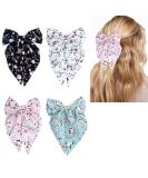 Floral Hair Bows Set - Women/Girls Barrettes Clips - Hair Accessories in White/Pink/Blue/Black (4pcs) - Buy Online on GoSupps.com
