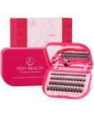 Self Adhesive Eyelashes - 48PCS Pre Glued Lash Clusters Kit | DIY Lash Extension No Glue Needed | Includes Tweezers & Lash Case with Mirror | 10-16MM D Curl - Buy Online on GoSupps.com