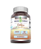 Amazing Formulas CoQ10 Supplement 200 mg | 60 Non-GMO Softgels with Bioperine | Gluten Free | Made in USA - Optimize Energy & Heart Health - Buy Online on GoSupps.com