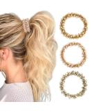 Brinie Pearl Hair Ties Rhinestone Elastic Ponytail Holder Pink Hair Scrunchies Stretchy Hair Bands Hair Elastics Hair Accessories for Women and Girls (Pack of 3) - Buy Online on GoSupps.com