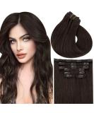 Vivien Clip In Extensions - Real Hair Darkest Brown 22 Inch (55cm) 7PCS/135g - Premium Clip-In Hair Extensions #2 - Buy Online on GoSupps.com