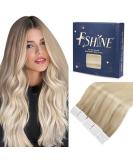 FSHINE Balayage Tape In Hair Extensions - Real Hair Ombre Ash Blonde - 50cm (20 inch) - Seamless 50g 20 Pieces #18/26/60 for Women - Buy Online on GoSupps.com