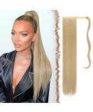 FESHFEN Straight Wrap Around Ponytail Extension 24 Synthetic Hair Piece - Pale Golden Blonde & Bleach Blonde (24/613#) - Buy Online on GoSupps.com