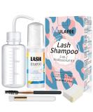 MULAFEE Eyelash Extension Cleanser Kit - Paraben & Sulfate Free Foaming Shampoo for Salon & Home Care with Rinse Bottle and Soft Brush - 60 ML - Buy Online on GoSupps.com