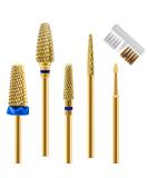 CGBE Nail Miller Attachments - 5 Gold Bits for Gel & Acrylic Nail Removal | 3/32 Inch Wolfram Carbide Milling Cutters - Buy Online on GoSupps.com
