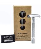 Parker 74R Satin-Chrome Long Handle Safety Razor - Heavy Butterfly Open Double Edge for Men | Best Quality Chrome Razor - Buy Online on GoSupps.com