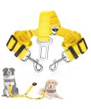 Slowton 2-in-1 Dog Car Seat Belt - Durable Tangle-Free Adjustable & Reflective for Medium Dogs - Yellow - Buy Online on GoSupps.com